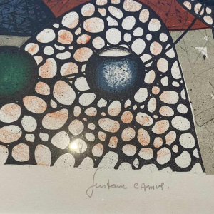 Gustave Camus "couple de personnages" lithogravure couleur numérotée 129/145, XXème siècle