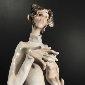 Sculpture italienne représentant médecin, gynécologue obstétricien pédiatre 1970