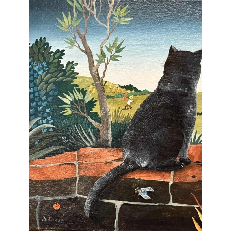 Marie-Louise BATARDY «My 3 cats » painting oil on canvas