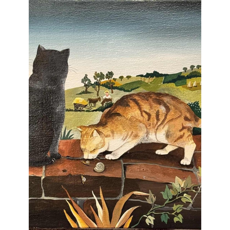 Marie-Louise BATARDY « Mes 3 chats » peinture huile sur toile