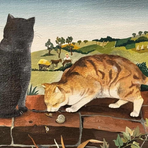 Marie-Louise BATARDY « Mijn 3 katten » schilderij olie op doek