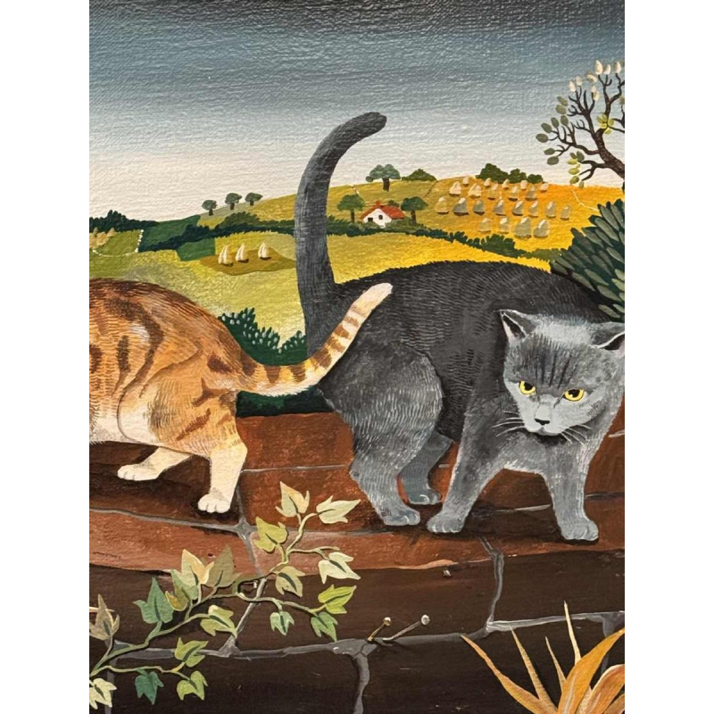 Marie-Louise BATARDY «My 3 cats » painting oil on canvas