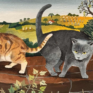 Marie-Louise BATARDY «My 3 cats » painting oil on canvas