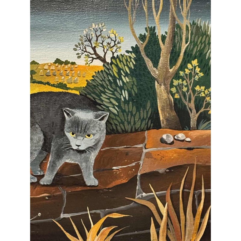 Marie-Louise BATARDY « Mijn 3 katten » schilderij olie op doek