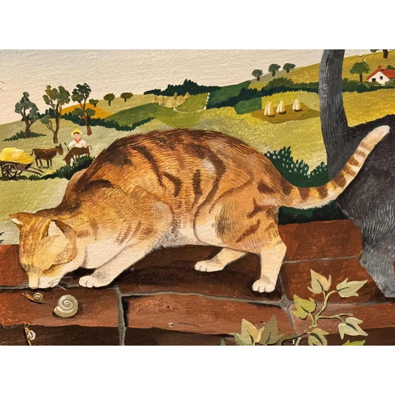 Marie-Louise BATARDY « Mijn 3 katten » schilderij olie op doek