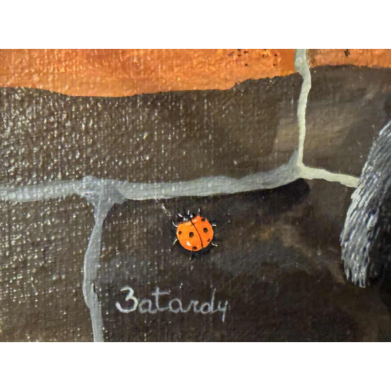 Marie-Louise BATARDY «My 3 cats » painting oil on canvas