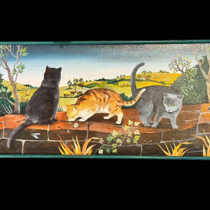 Marie-Louise BATARDY « Mijn 3 katten » schilderij olie op doek