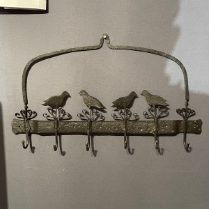 Ancien présentoir de boucherie / cuisine en fer forgé pour salaisons ou ustensiles, 19ème s