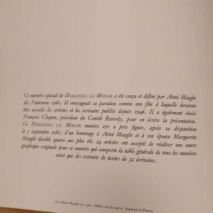 Derrière Le Miroir n° 250, catalogus “hommage“, Parijs, Editions Maeght, 1982.