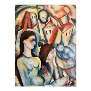 Marcel HOCQ «Onze oude kat» schilderij olie op paneel