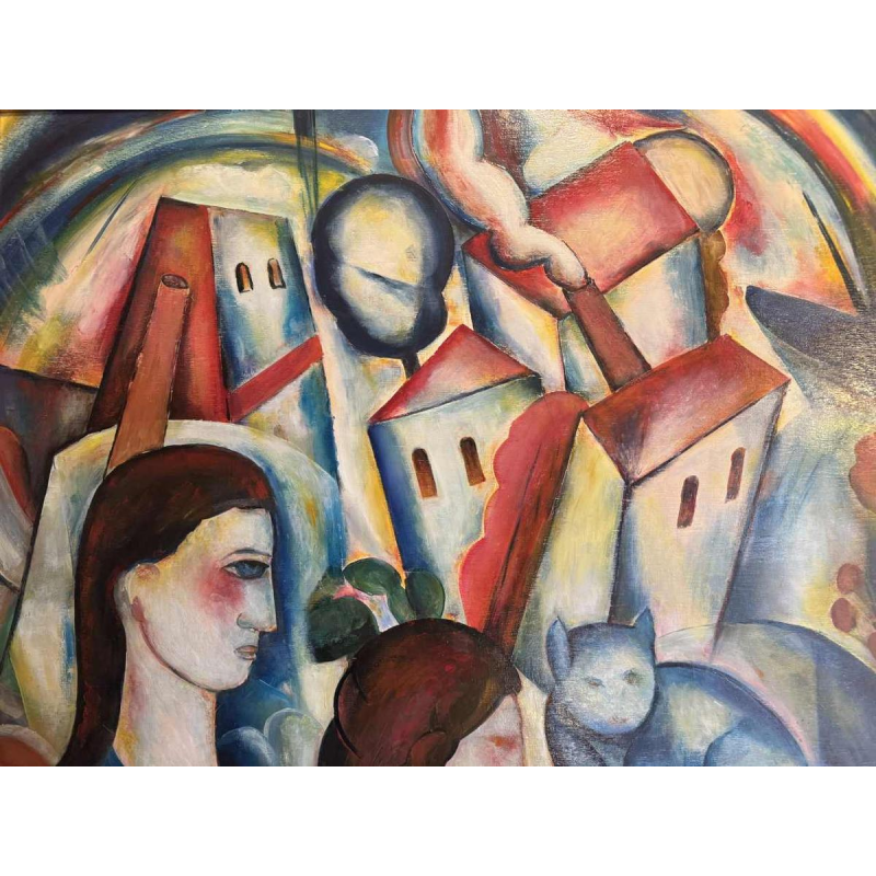 Marcel HOCQ "Our old cat» painting oil on panel