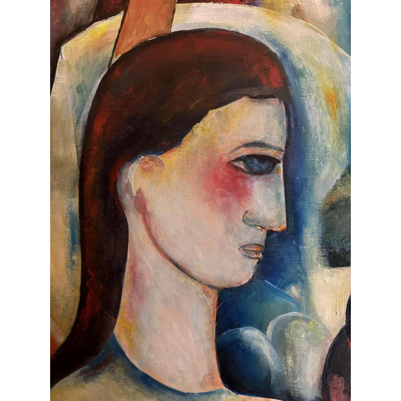 Marcel HOCQ "Notre vieux chat" peinture huile sur panneau