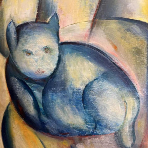 Marcel HOCQ «Onze oude kat» schilderij olie op paneel
