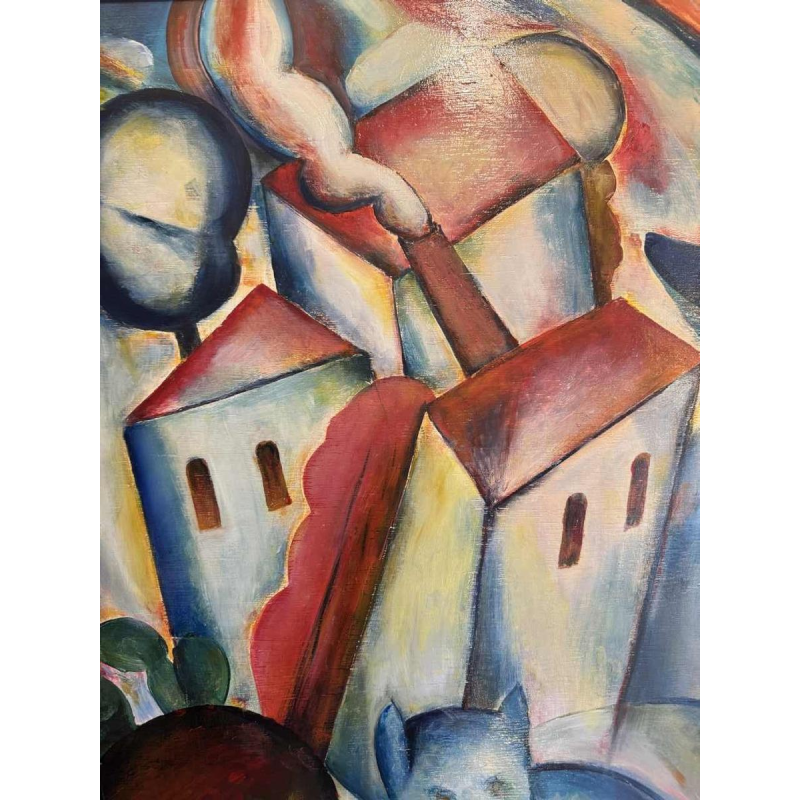 Marcel HOCQ «Onze oude kat» schilderij olie op paneel