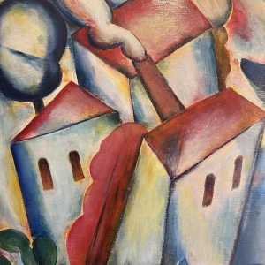 Marcel HOCQ «Onze oude kat» schilderij olie op paneel