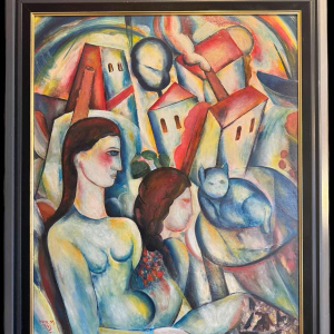 Marcel HOCQ "Notre vieux chat" peinture huile sur panneau