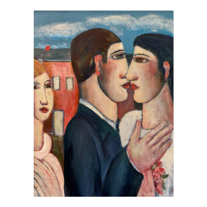 Marcel HOCQ (1933-2021): «De getrouwden » schilderij olie op doek