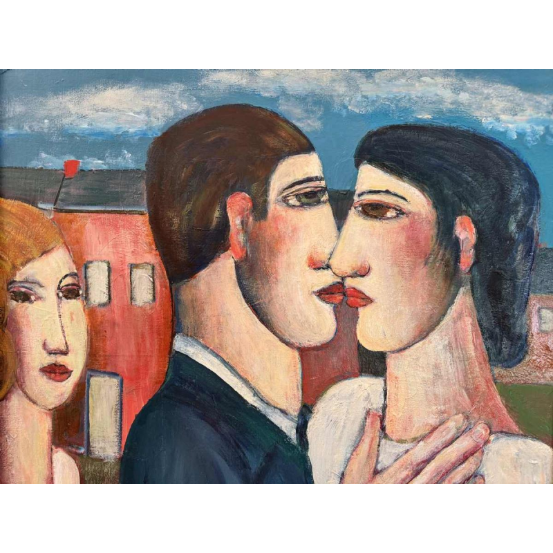 Marcel HOCQ (1933-2021): «De getrouwden » schilderij olie op doek