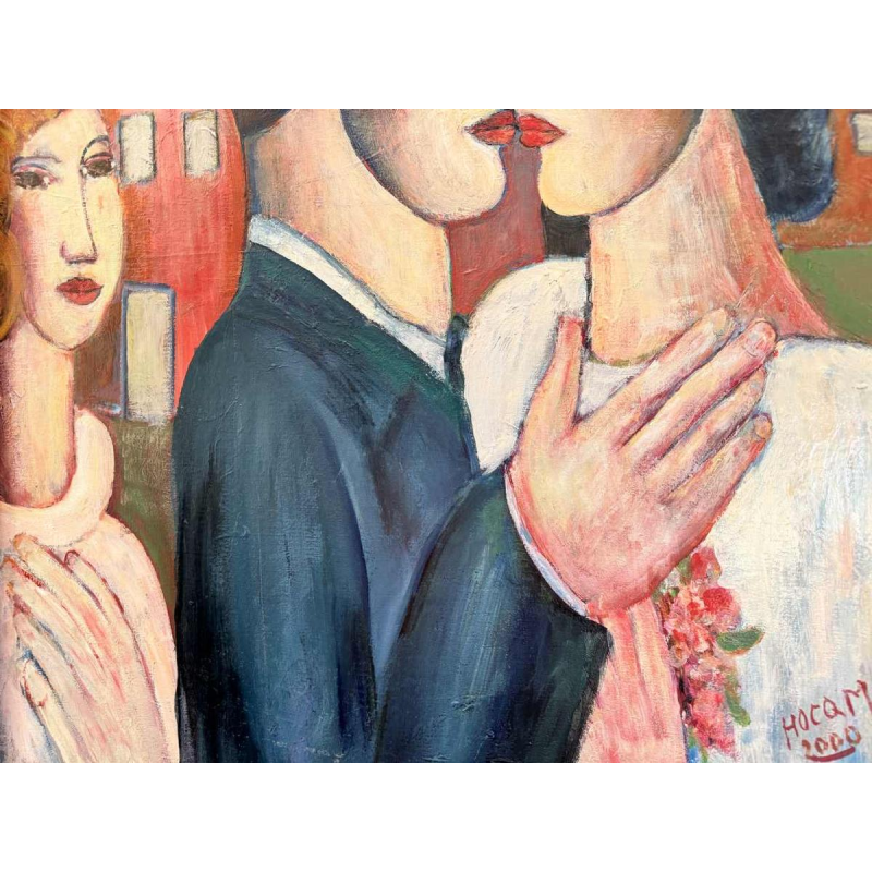 Marcel HOCQ (1933-2021): «De getrouwden » schilderij olie op doek