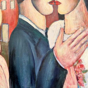 Marcel HOCQ (1933-2021): «De getrouwden » schilderij olie op doek