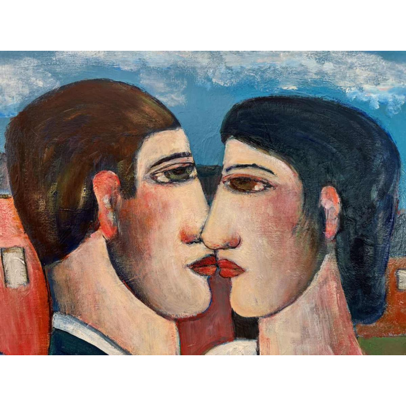 Marcel HOCQ (1933-2021): «De getrouwden » schilderij olie op doek