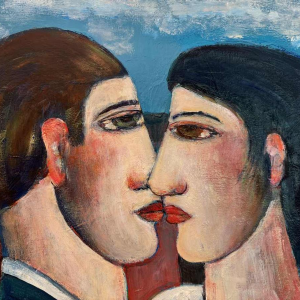 Marcel HOCQ (1933-2021): «De getrouwden » schilderij olie op doek