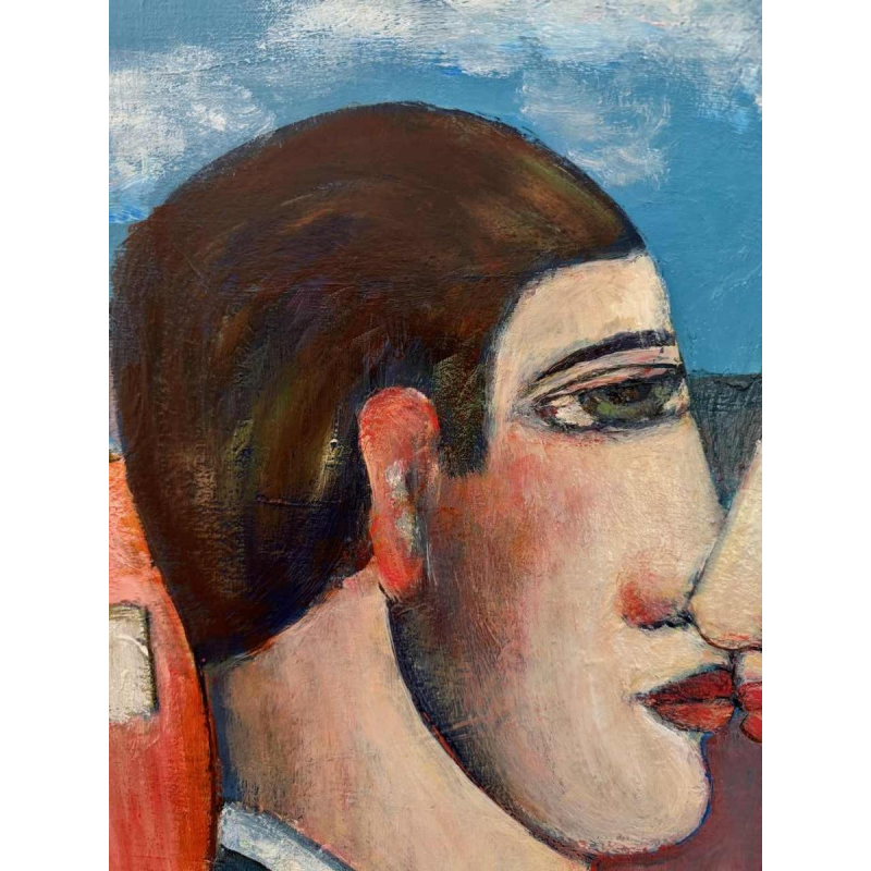 Marcel HOCQ (1933-2021): «De getrouwden » schilderij olie op doek