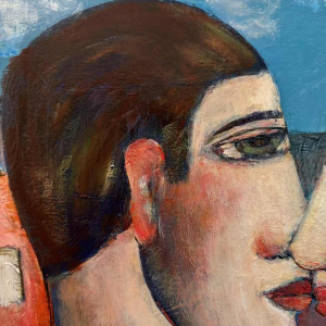 Marcel HOCQ (1933-2021): "Les mariés» peinture huile sur toile