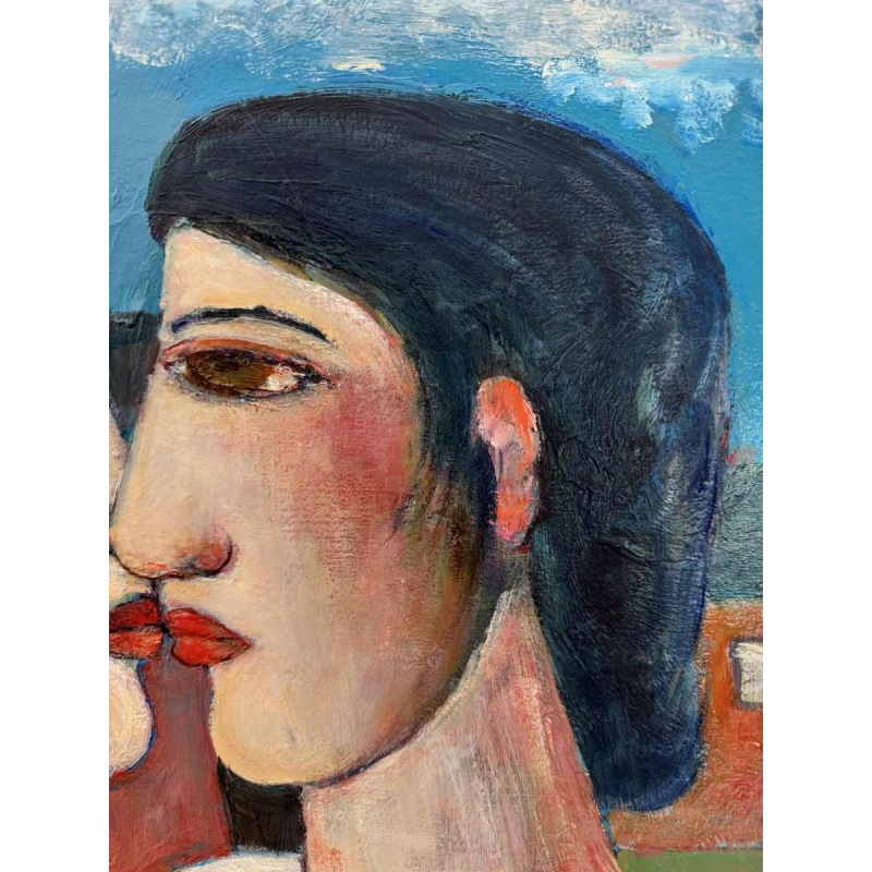 Marcel HOCQ (1933-2021): «De getrouwden » schilderij olie op doek