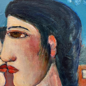 Marcel HOCQ (1933-2021): "Les mariés» peinture huile sur toile