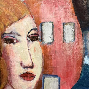 Marcel HOCQ (1933-2021): «De getrouwden » schilderij olie op doek