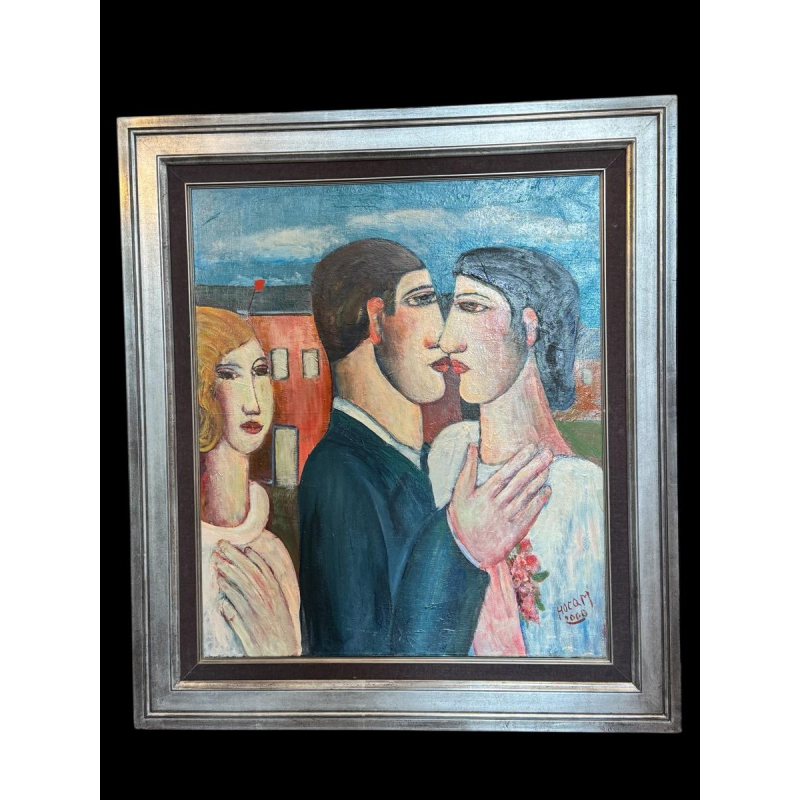 Marcel HOCQ (1933-2021): «De getrouwden » schilderij olie op doek