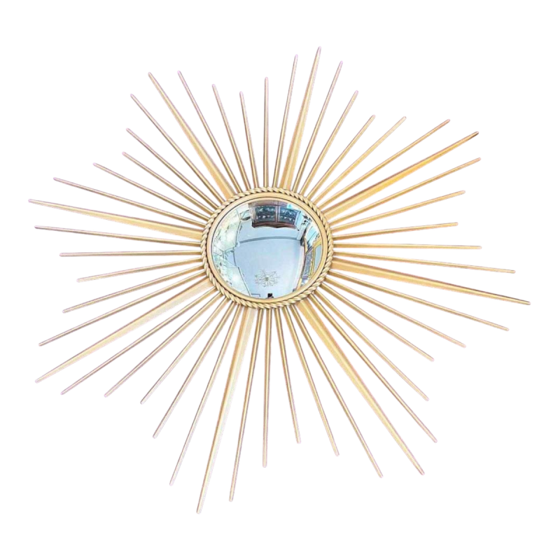 CHATY VALLAURIS - miroir sorcière / soleil en métal doré, ca 1960 CHATY VALLAURIS - miroir sorcière / soleil en métal doré, ca 1960