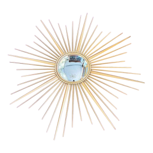 CHATY VALLAURIS - witch/sun mirror in gilded metal, ca 1960