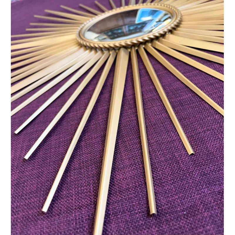 CHATY VALLAURIS - witch/sun mirror in gilded metal, ca 1960