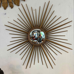 CHATY VALLAURIS - miroir sorcière / soleil en métal doré, ca 1960 CHATY VALLAURIS - miroir sorcière / soleil en métal doré, ca 1960