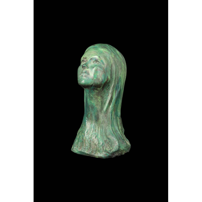 Charles Delporte 'Buste van een jonge vrouw' sculptuur in composietmaterialen