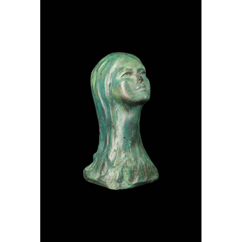 Charles Delporte 'Buste de jeune femme' sculpture en matériaux composites