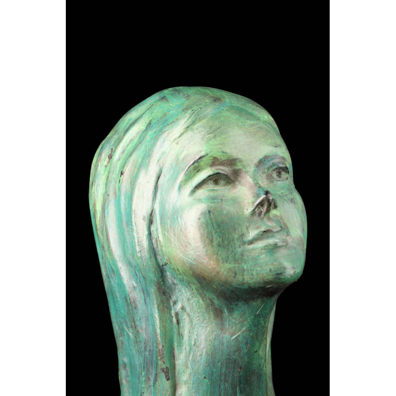 Charles Delporte 'Buste de jeune femme' sculpture en matériaux composites