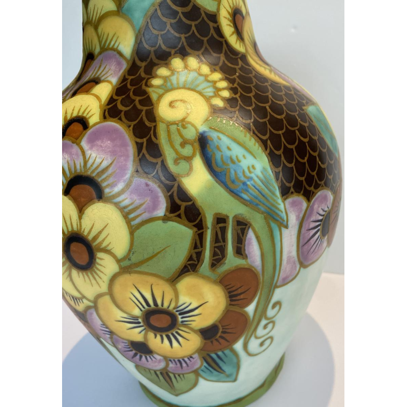 Catteau / Boch Frères Keramis vase, Art Deco ceramic vase, 1930s