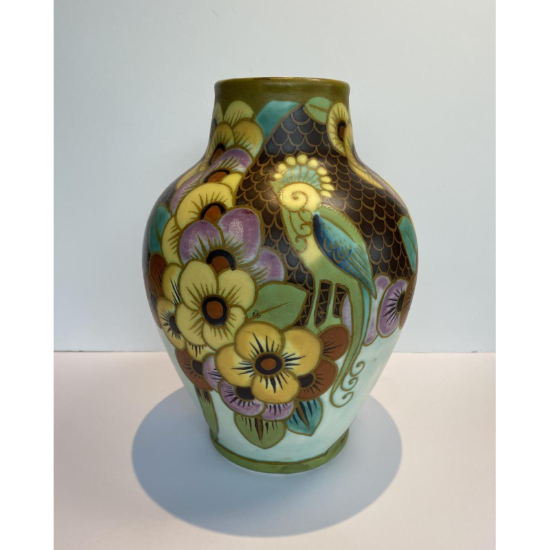 Catteau / Boch Frères Keramis vase, Art Deco ceramic vase, 1930s
