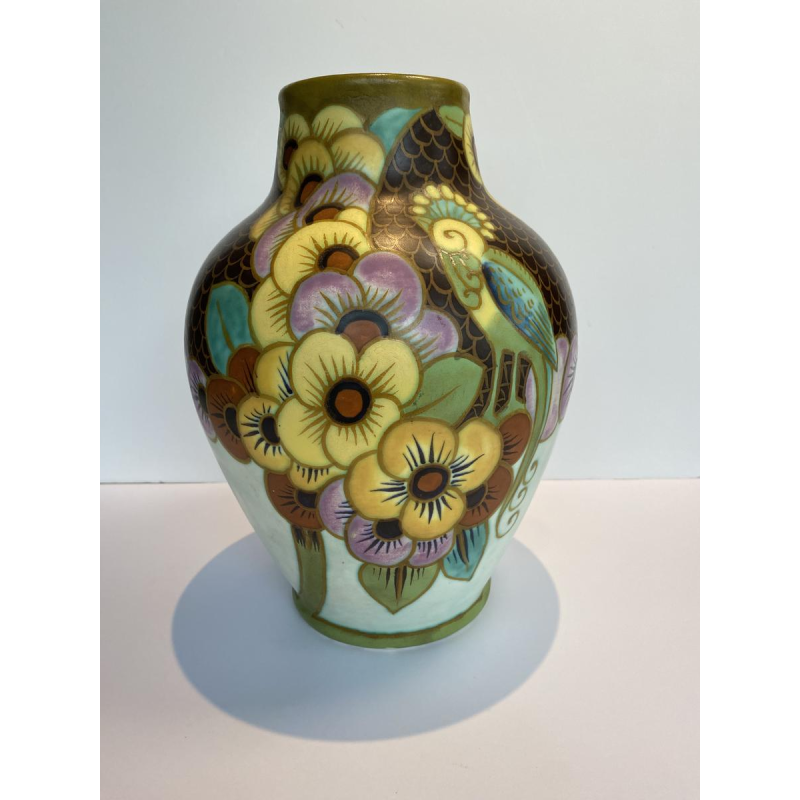 Catteau / Boch Frères Keramis vase, Art Deco ceramic vase, 1930s