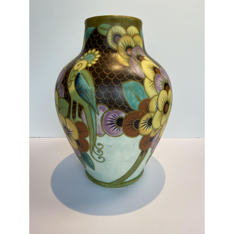 Catteau / Boch Frères Keramis vase, Art Deco ceramic vase, 1930s