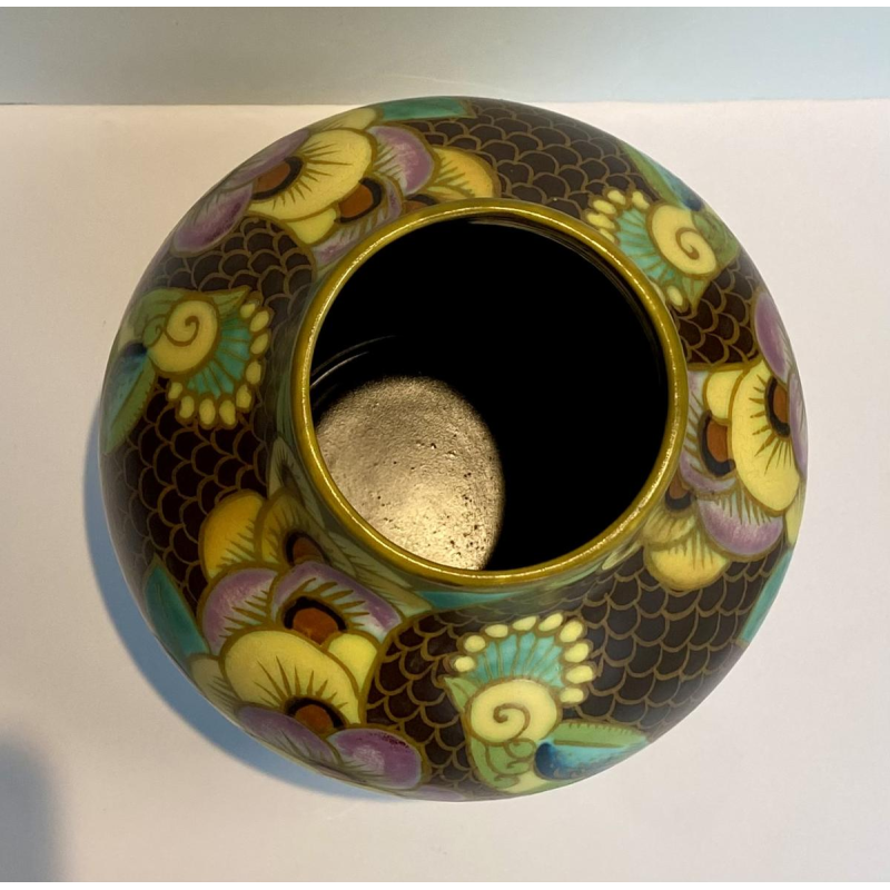 Vase Catteau / Boch Frères Keramis, vase Art Déco en céramique, 1930s