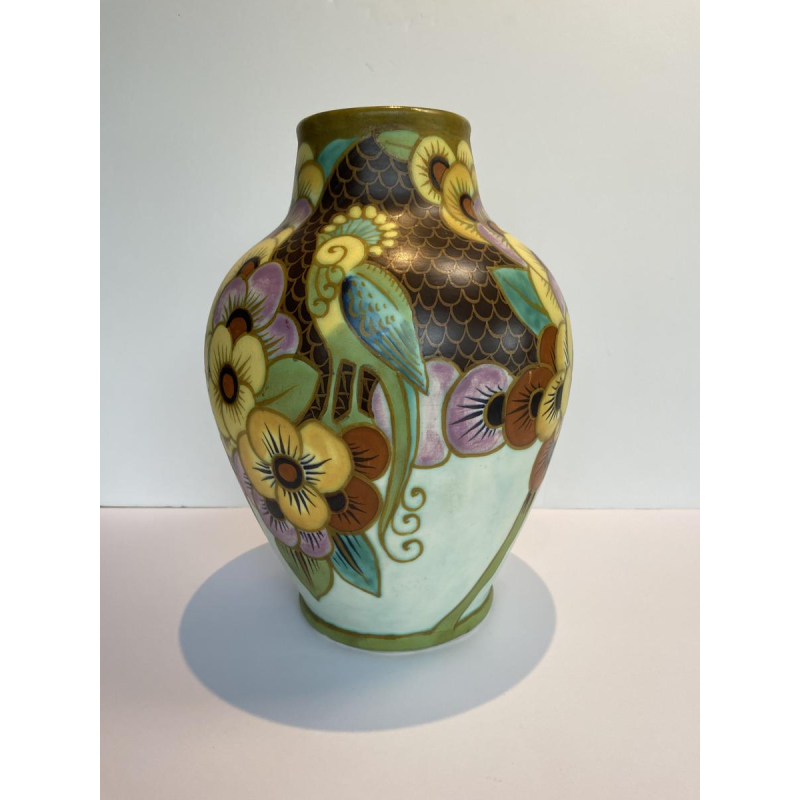 Catteau / Boch Frères Keramis vase, Art Deco ceramic vase, 1930s