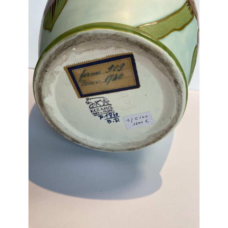 Catteau / Boch Frères Keramis vaas, Art Deco keramische vaas, jaren 30