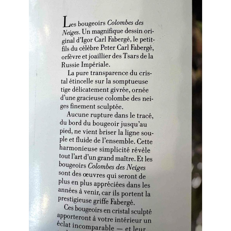 Igor Carl FABERGÉ / Franklin Mint “The Snow Doves” crystal candlestick Igor Carl FABERGÉ / Franklin Mint “The Snow Doves” crystal candlestick