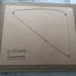 A. Pierard "Beauraing" peinture paysage, gouache sur papier