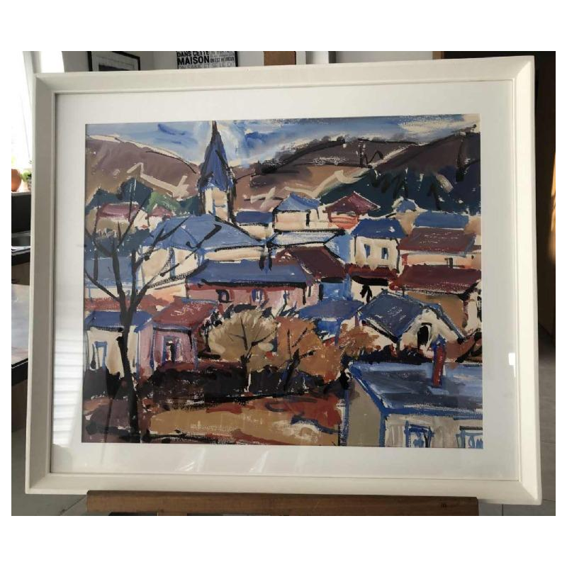 A. Pierard ‘Beauraing’ landscape painting, gouache on paper