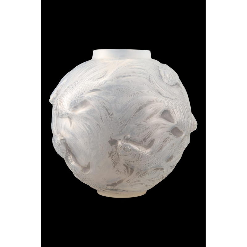 Vase « FORMOSE » (1924) en verre blanc soufflé-pressé moulé patiné opalescent De RENE LALIQUE (1860-1845) :
